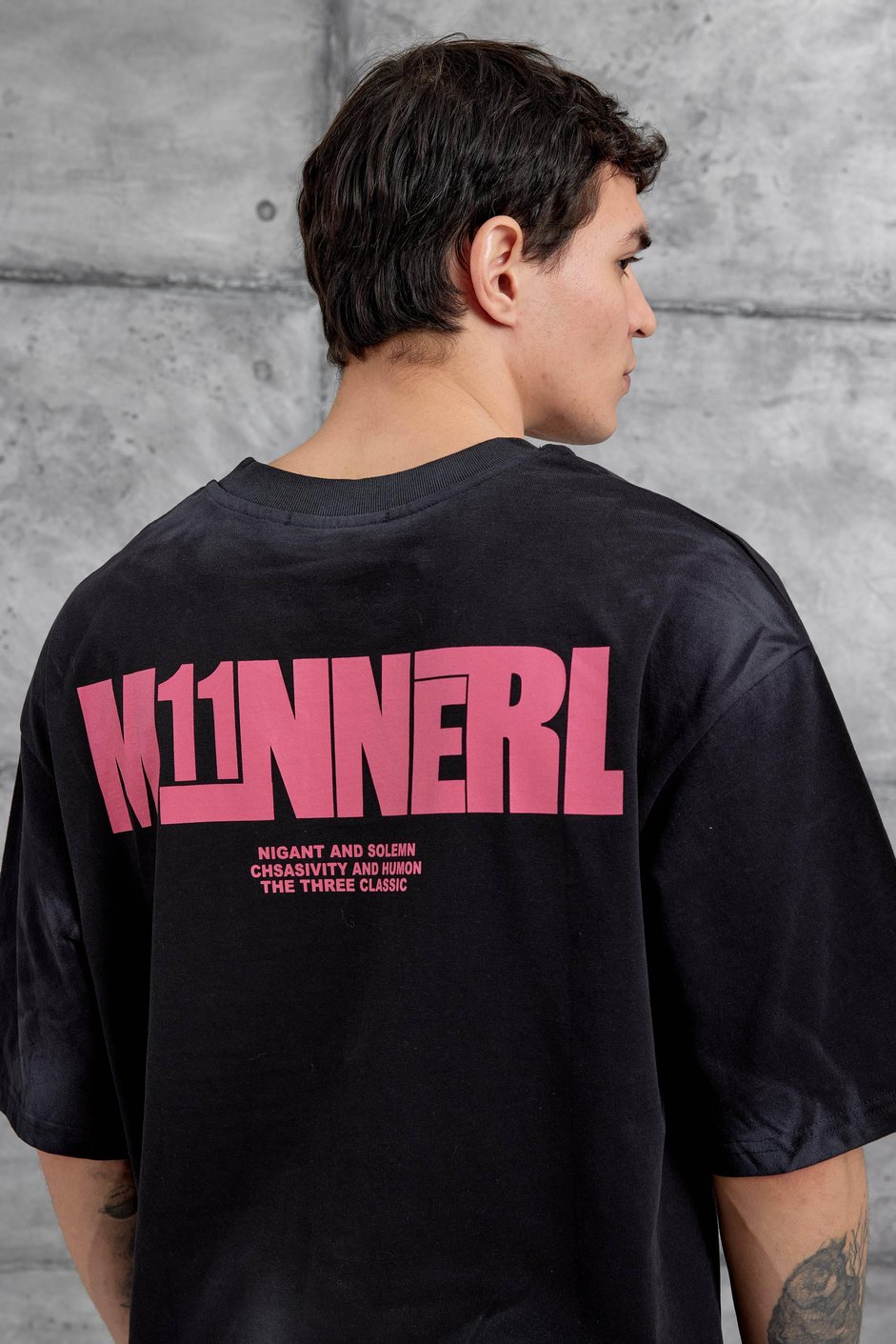 Siyah M11 Yazılı Oversize Tshirt