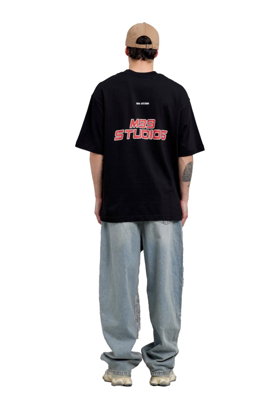 Siyah M99 Studio Yazılı Oversize Tshirt