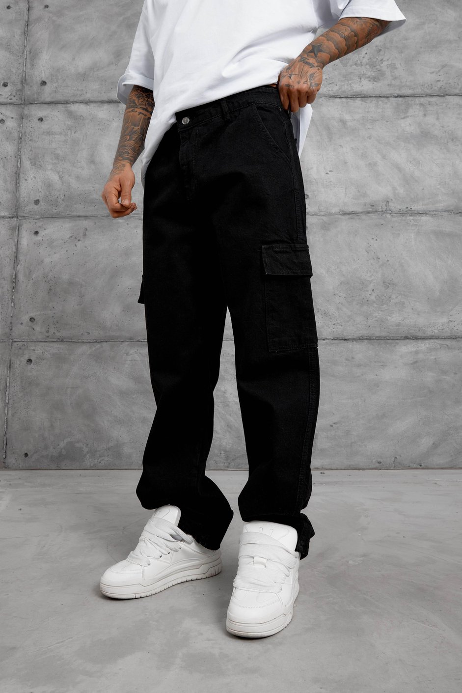 Siyah MB BAGGY KALIP KARGO PANTOLON