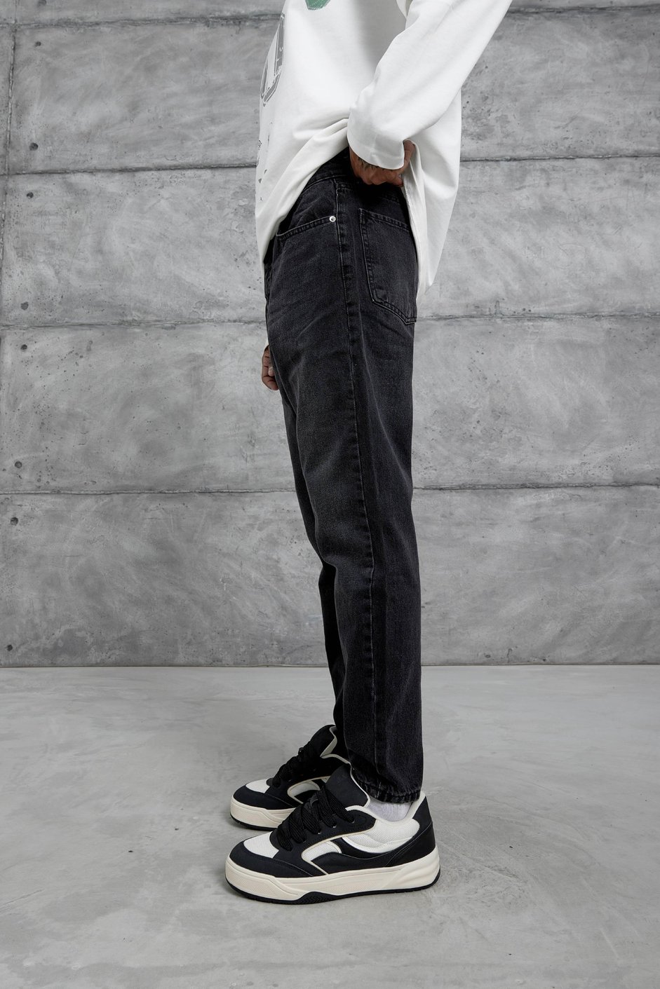 Siyah Mb Boyfriend Kalıp Taşlamalı Jean