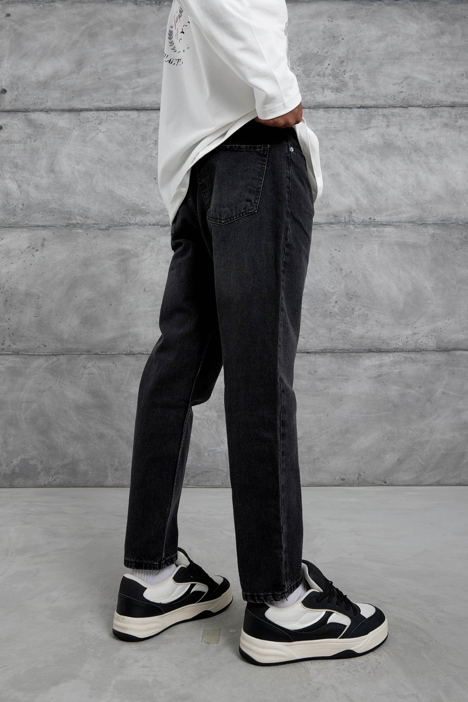Siyah Mb Boyfriend Kalıp Taşlamalı Jean