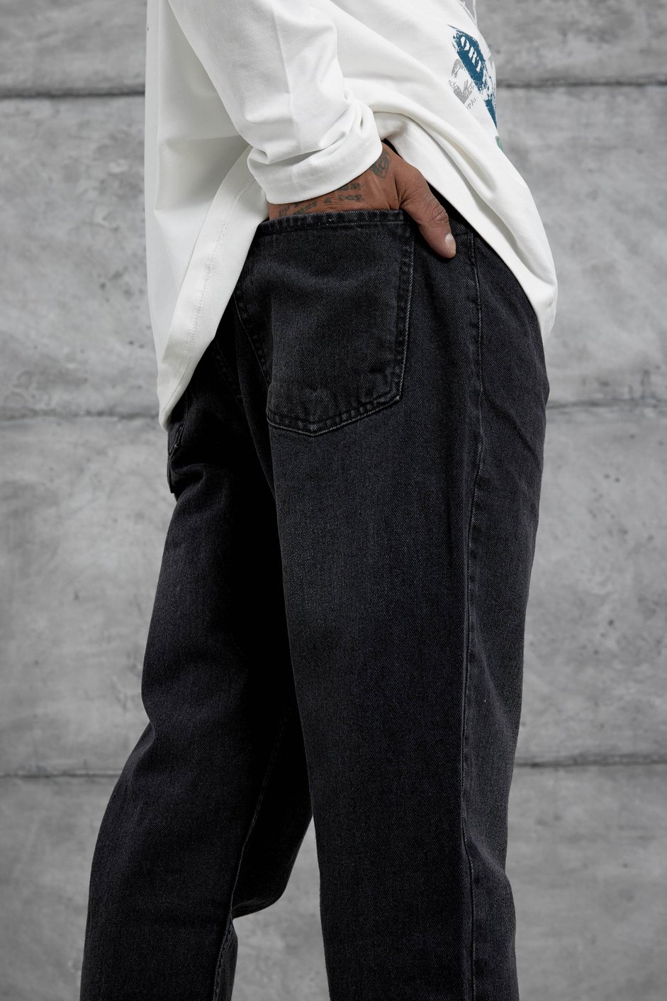 Siyah Mb Boyfriend Kalıp Taşlamalı Jean