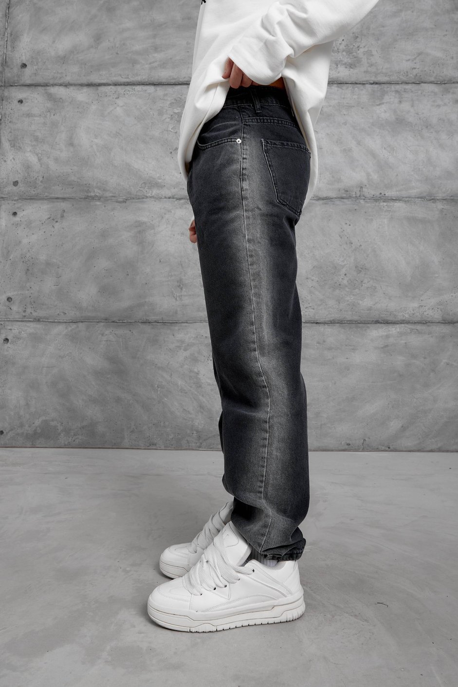 Siyah MMX ŞERİT DETAYLI BAGGY JEAN
