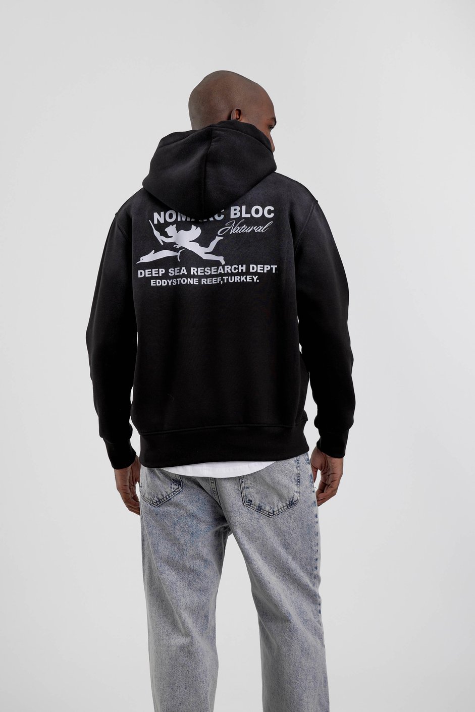 Siyah Nomarc Bloc Baskılı Kapüşonlu Sweatshirt