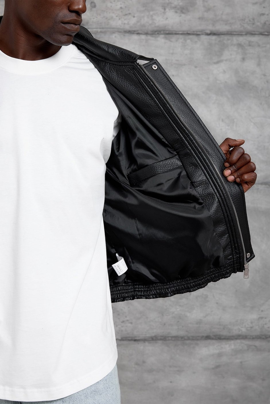Siyah OVERSIZE BOMBER DERİ CEKET