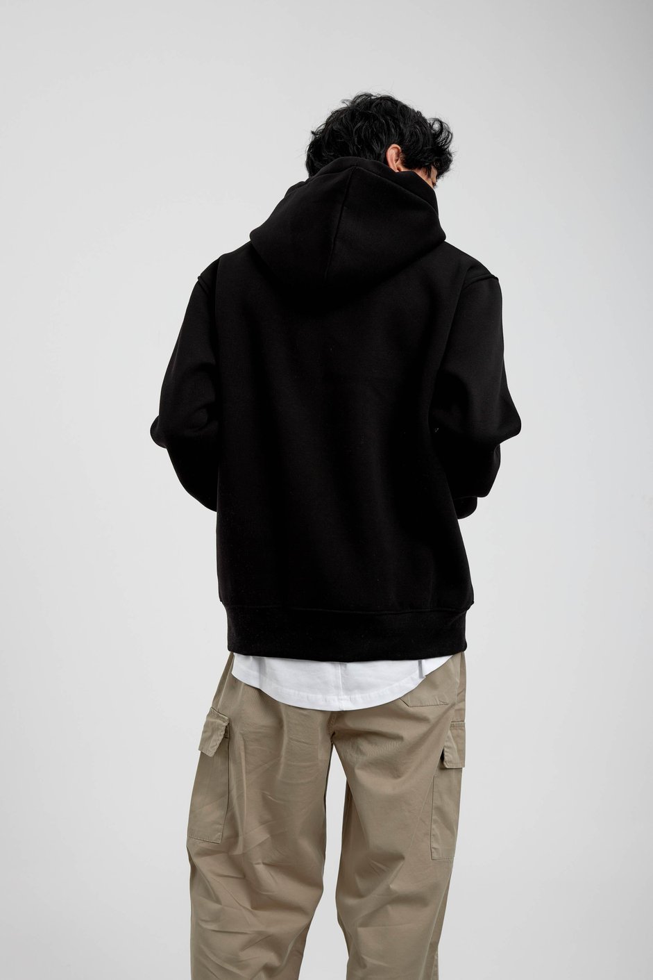 Siyah Pota Baskılı Kapüşonlu Sweatshirt