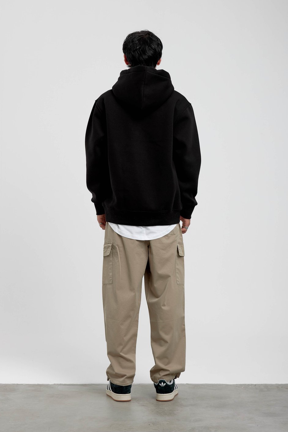 Siyah Pota Baskılı Kapüşonlu Sweatshirt