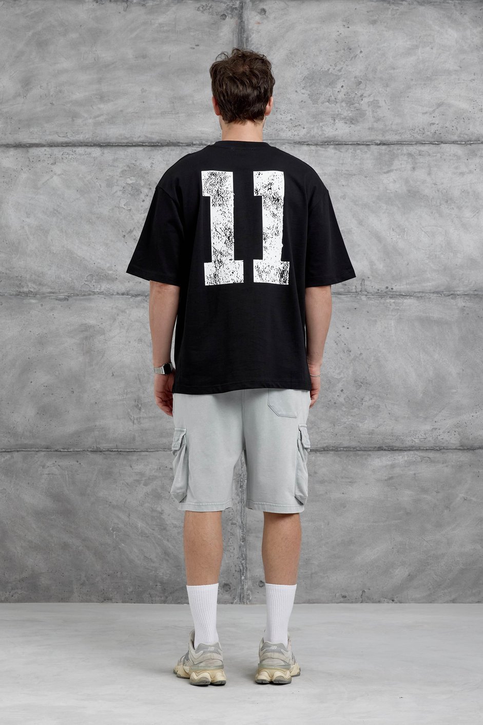 Siyah Remendy Crew Yazılı Oversize Tshirt