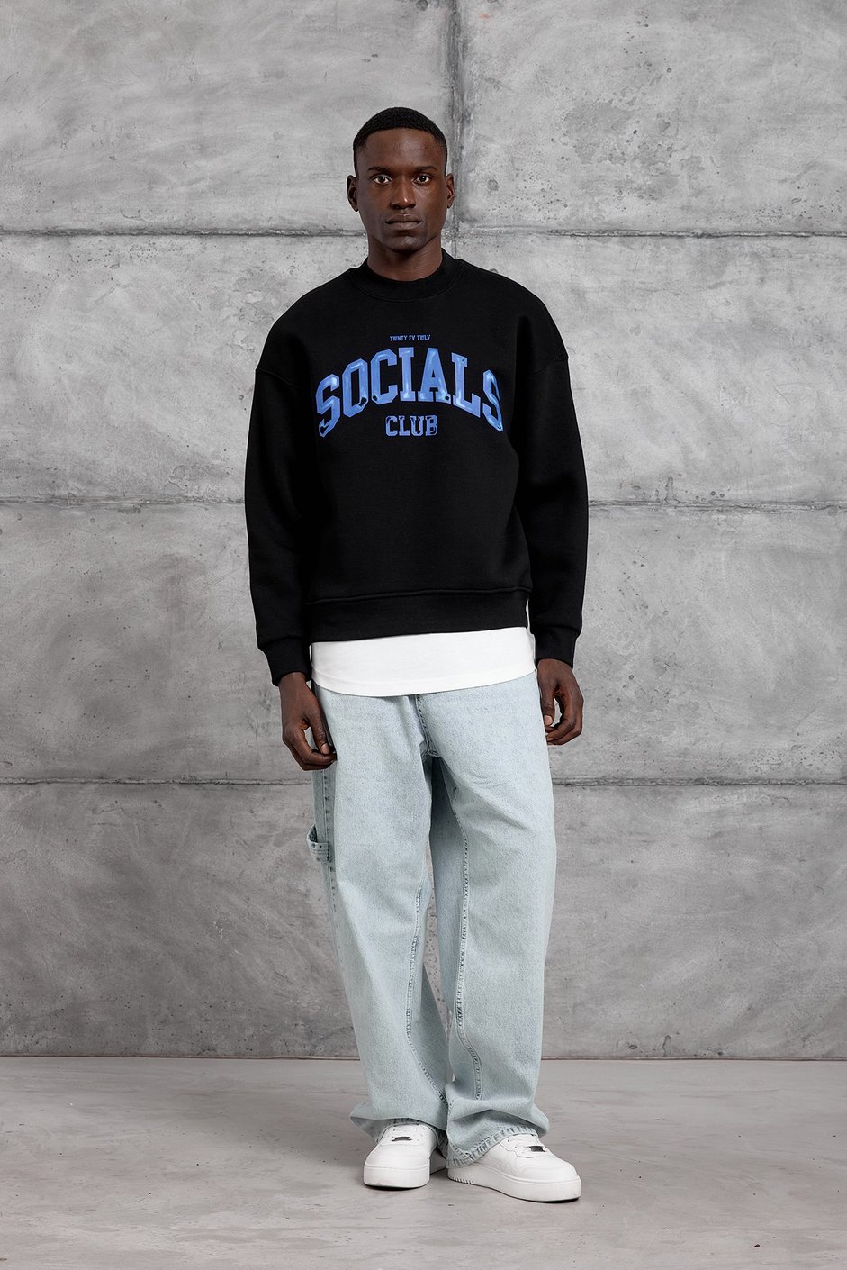 Siyah SOCIALS BASKI OVERSIZE SWEATSHIRT