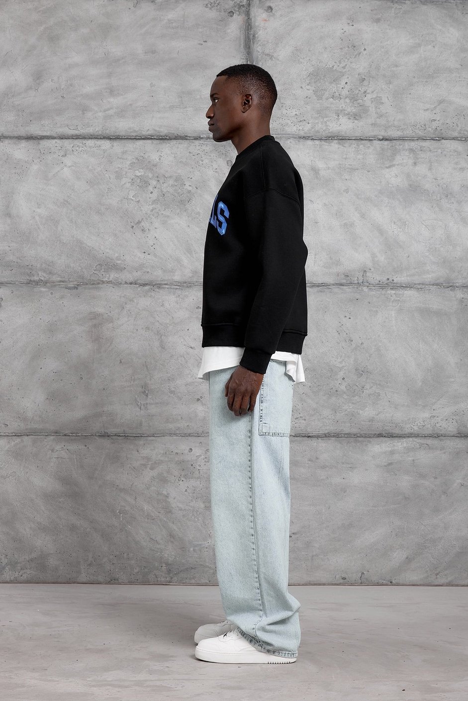 Siyah SOCIALS BASKI OVERSIZE SWEATSHIRT