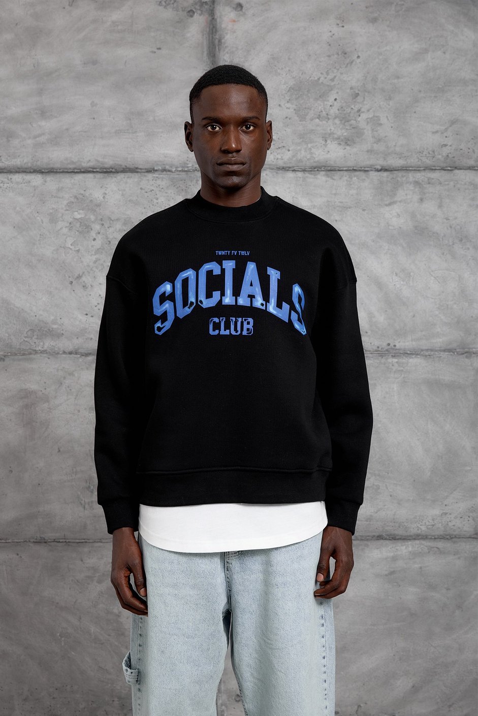 Siyah SOCIALS BASKI OVERSIZE SWEATSHIRT