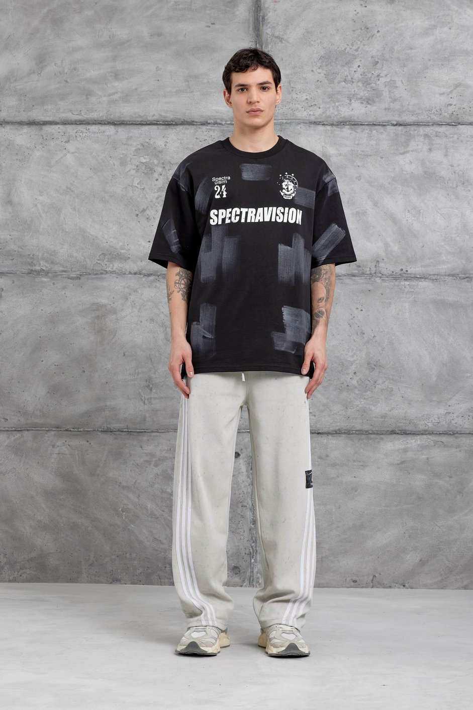 Siyah SPECTRAVİSİON DETAYLI OVERSİZE TSHIRT