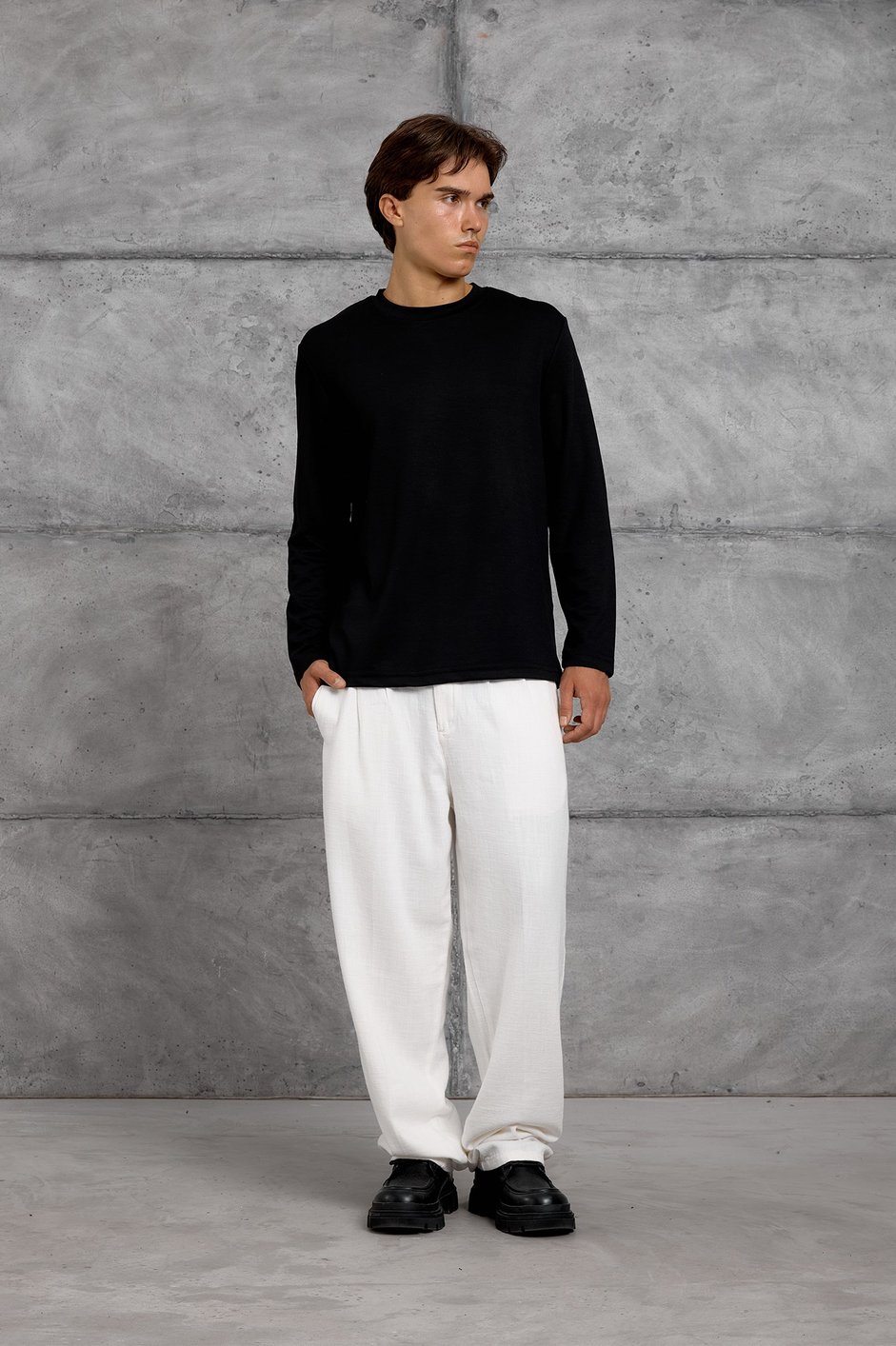 Siyah UZUN KOLLU OYSHO KUMAŞ SWEATSHIRT
