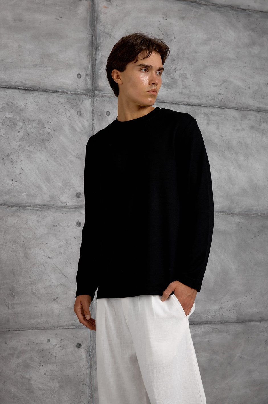 Siyah UZUN KOLLU OYSHO KUMAŞ SWEATSHIRT