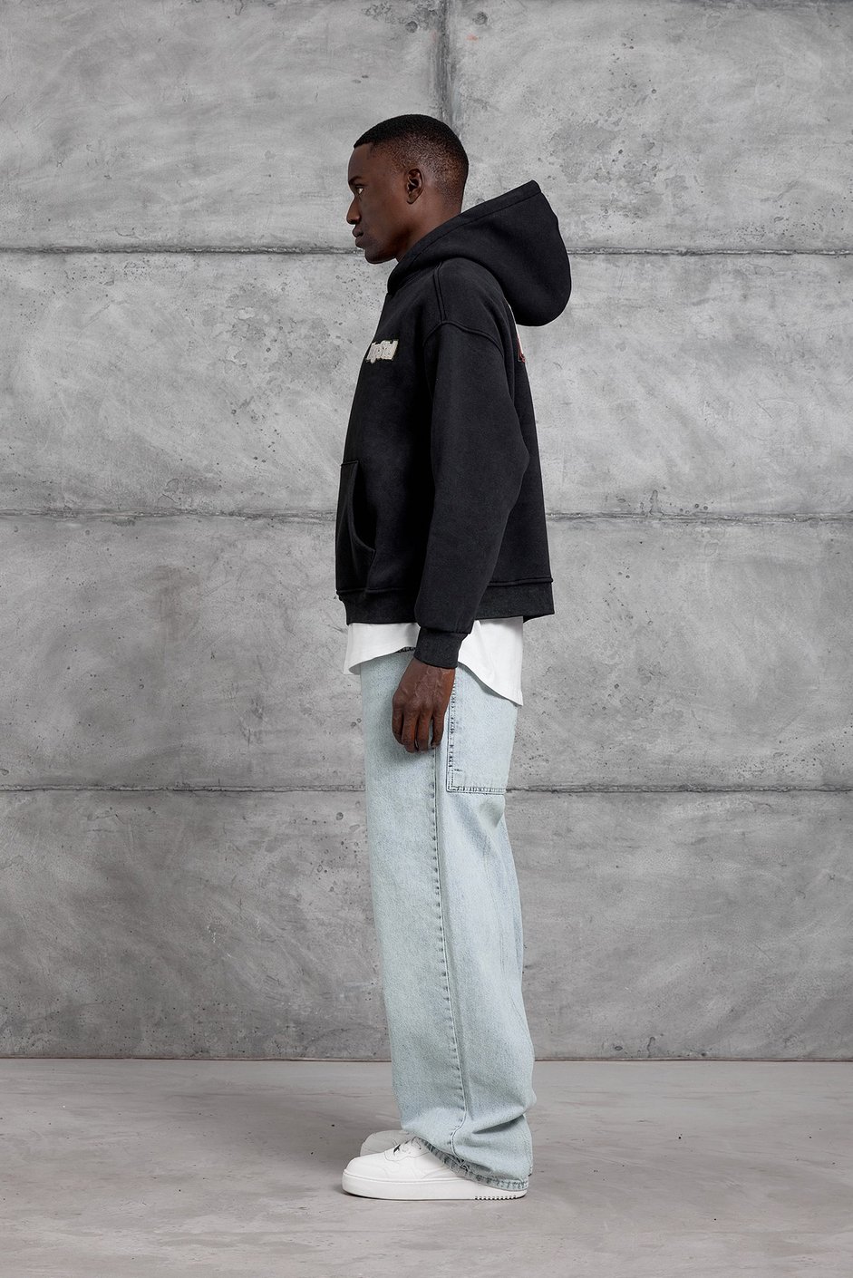 Siyah VM YIKAMALI OVERSIZE KAPÜŞONLU SWAETSHIRT