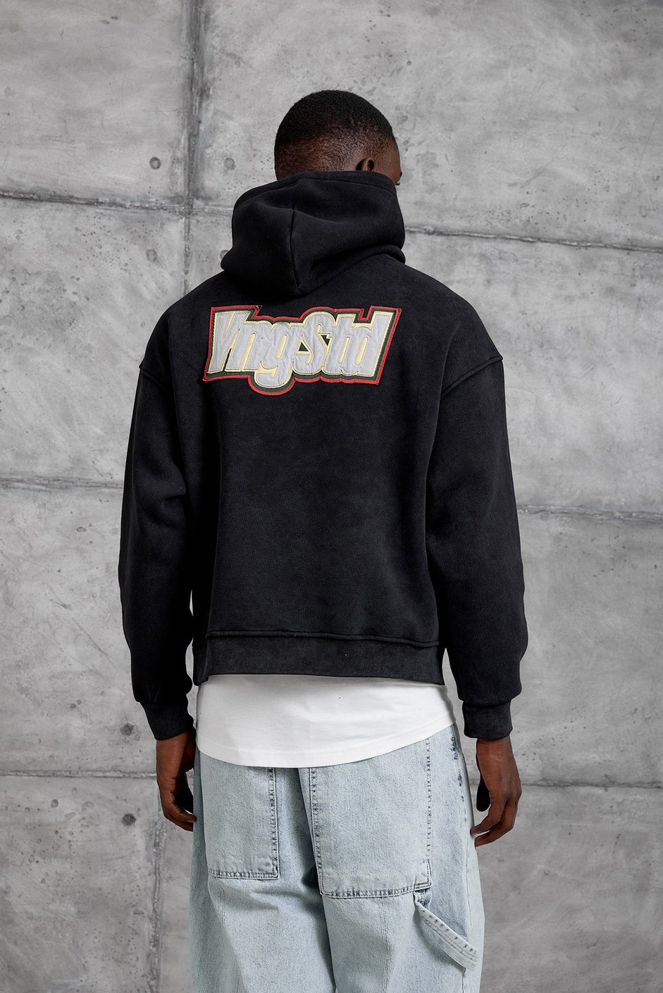 Siyah VM YIKAMALI OVERSIZE KAPÜŞONLU SWAETSHIRT