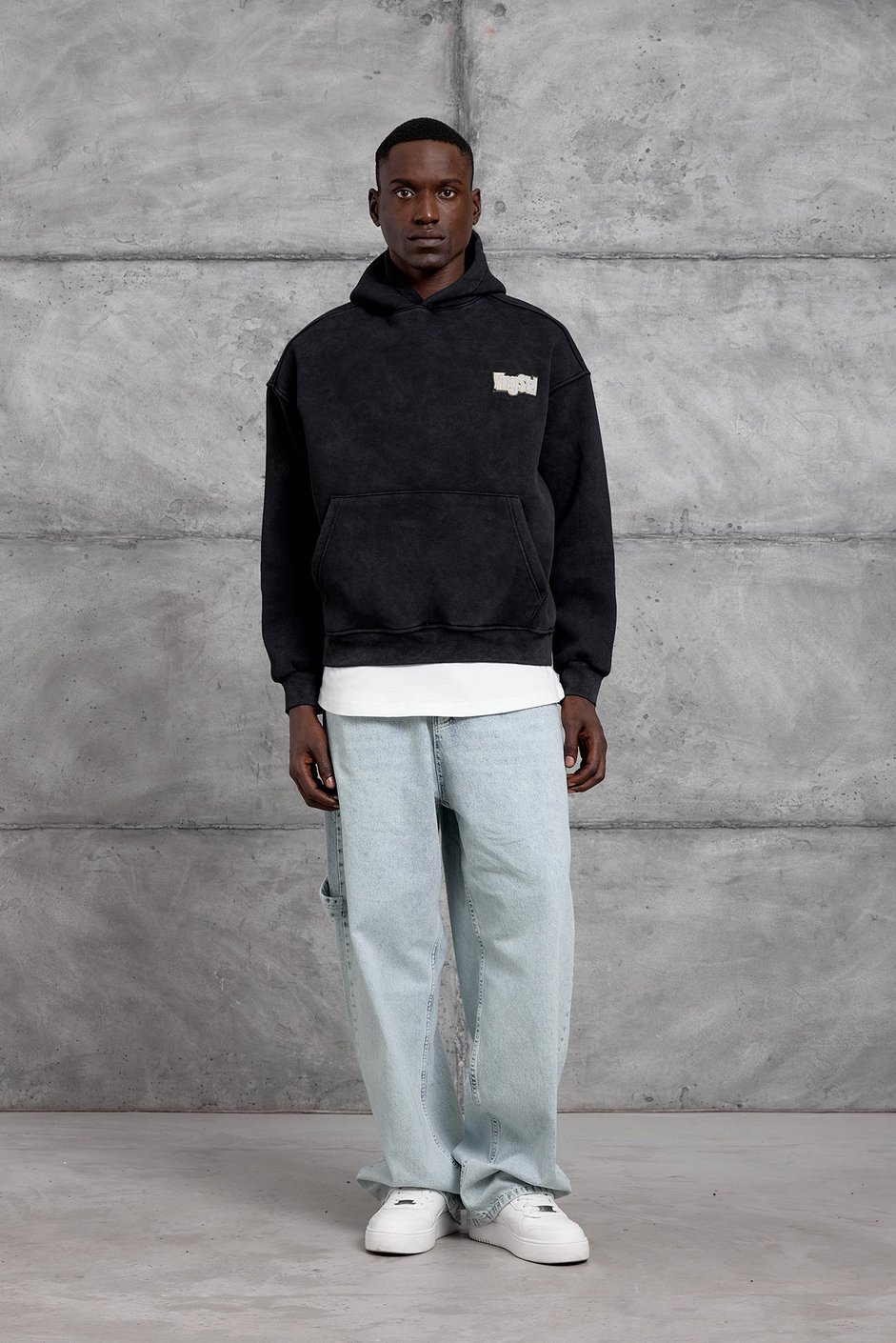 Siyah VM YIKAMALI OVERSIZE KAPÜŞONLU SWAETSHIRT