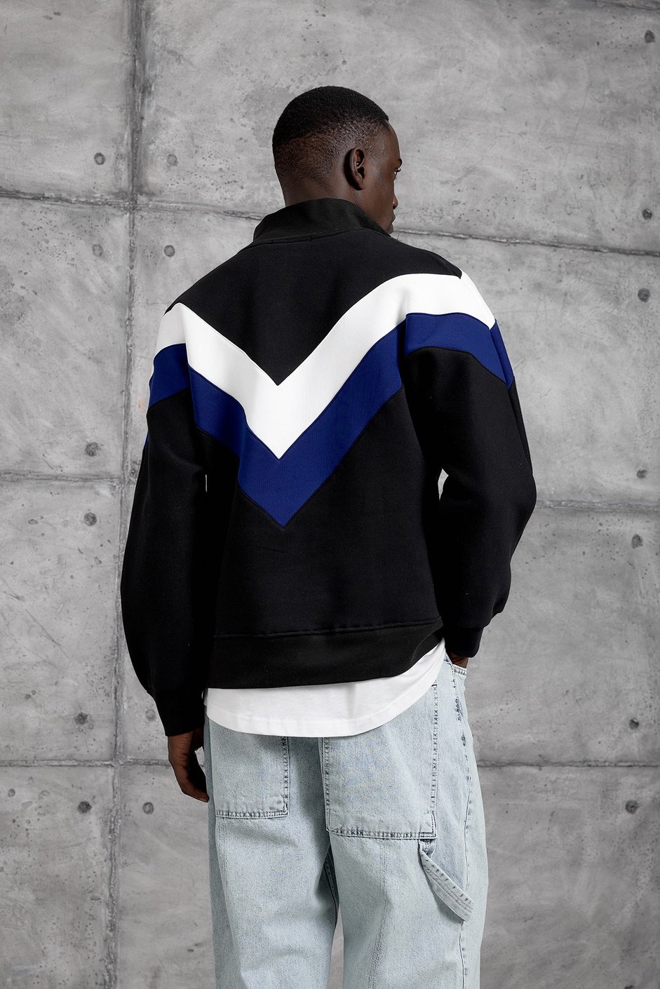 Siyah YARIM FERMUAR ŞARDONLU SWEATSHIRT