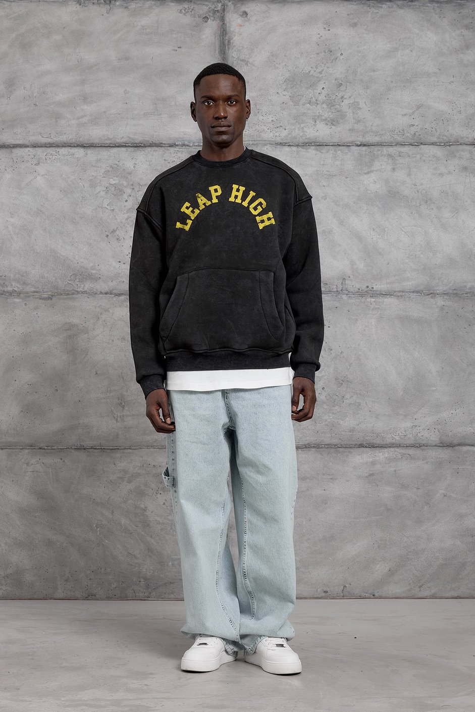 Siyah YIKAMALI KUMAŞ OVERSIZE SWEATSHIRT