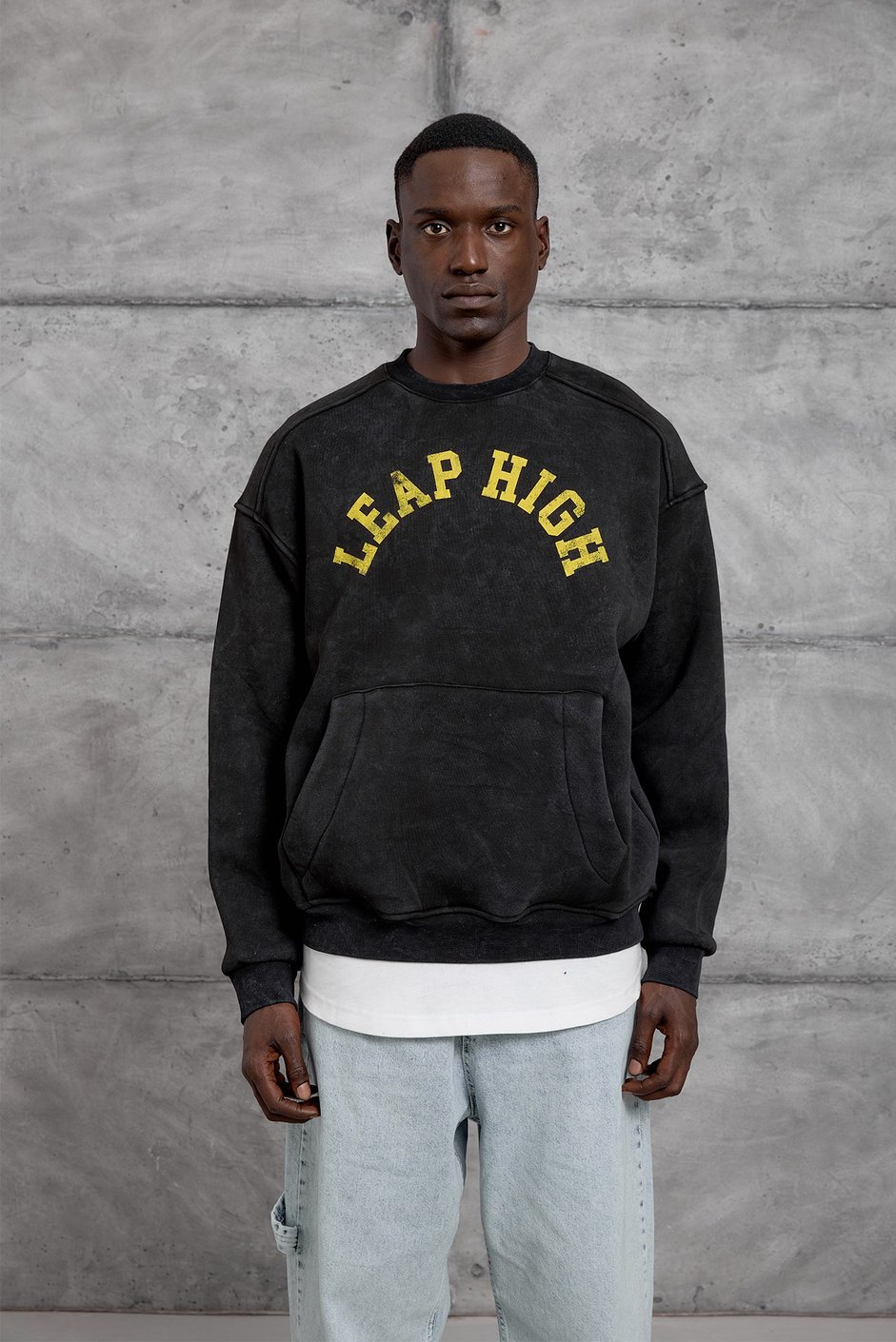 Siyah YIKAMALI KUMAŞ OVERSIZE SWEATSHIRT