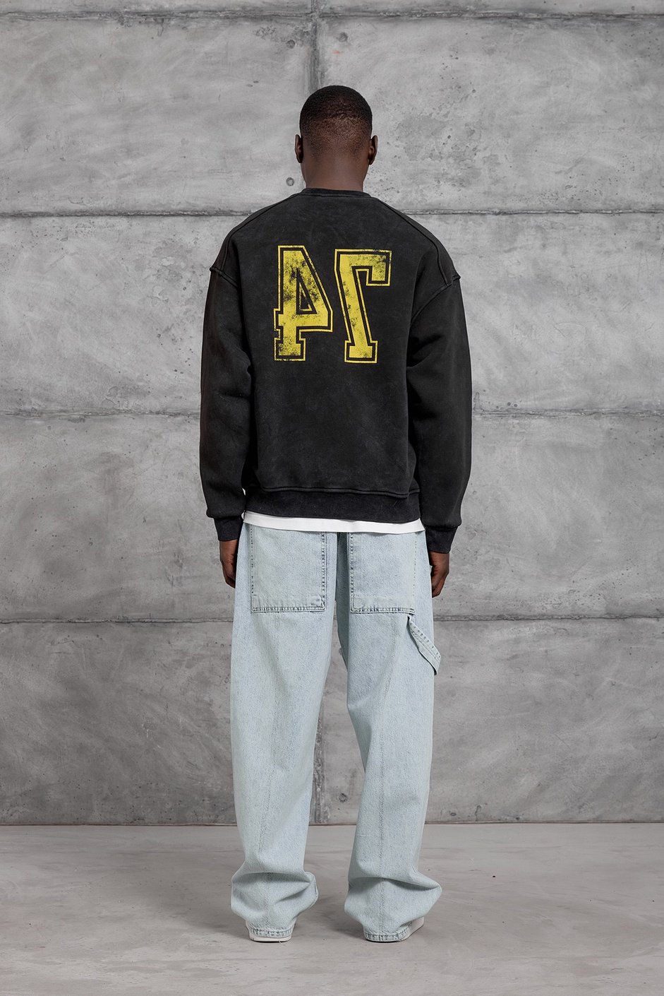 Siyah YIKAMALI KUMAŞ OVERSIZE SWEATSHIRT