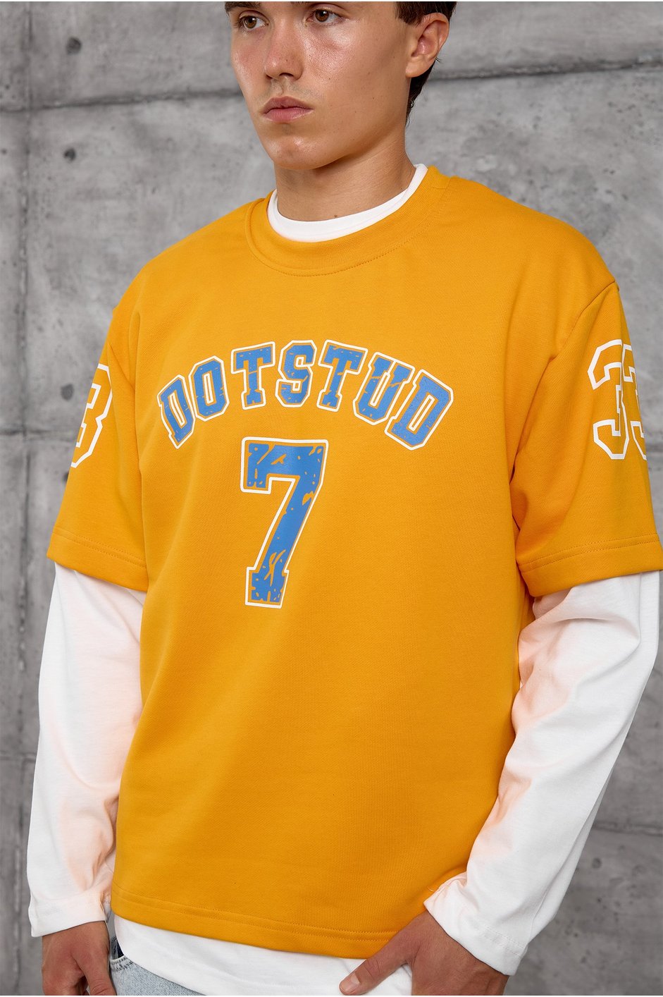 Turuncu DOTSTUD 7 BASKILI OVERSIZE SWEATSHIRT