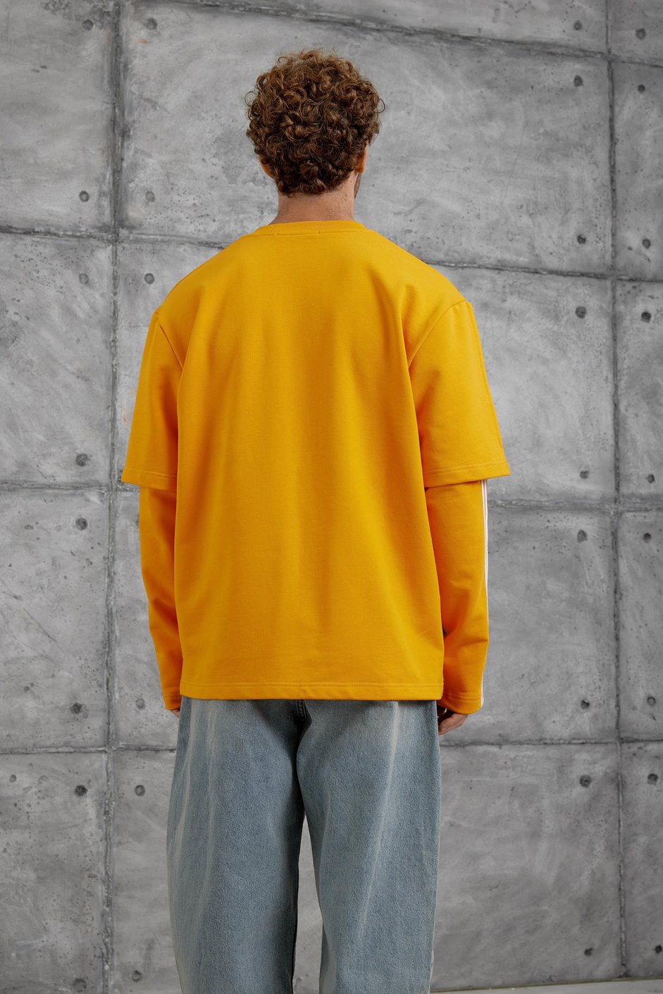 Turuncu Yc4 Oversize Kolu Parçalı  Şerit Detaylı  Sweatshirt
