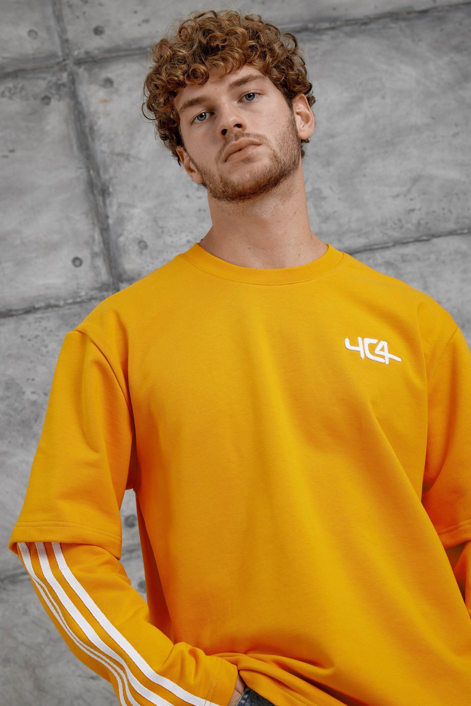 Turuncu Yc4 Oversize Kolu Parçalı  Şerit Detaylı  Sweatshirt