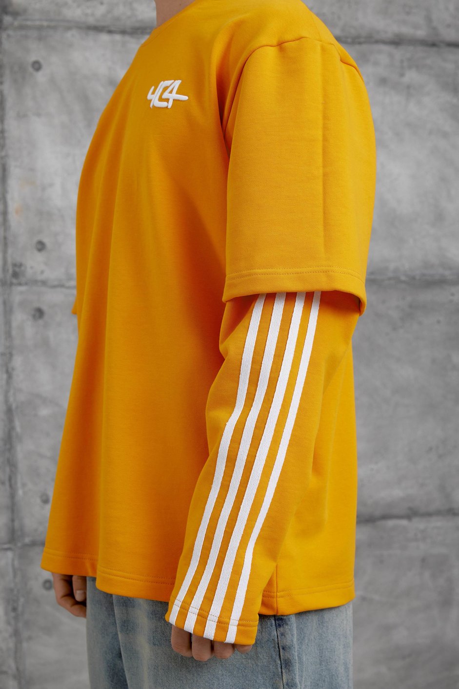 Turuncu Yc4 Oversize Kolu Parçalı  Şerit Detaylı  Sweatshirt