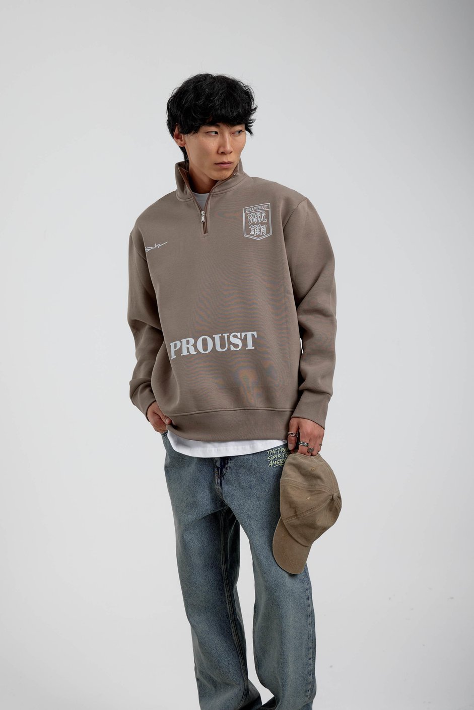 Vizon Proust Yazılı Yarım Fermuarlı Sweatshirt