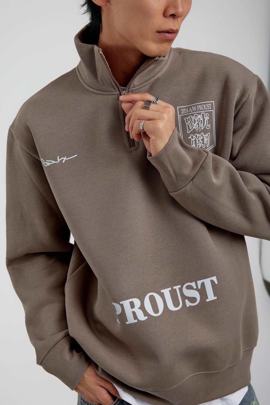 Vizon Proust Yazılı Yarım Fermuarlı Sweatshirt