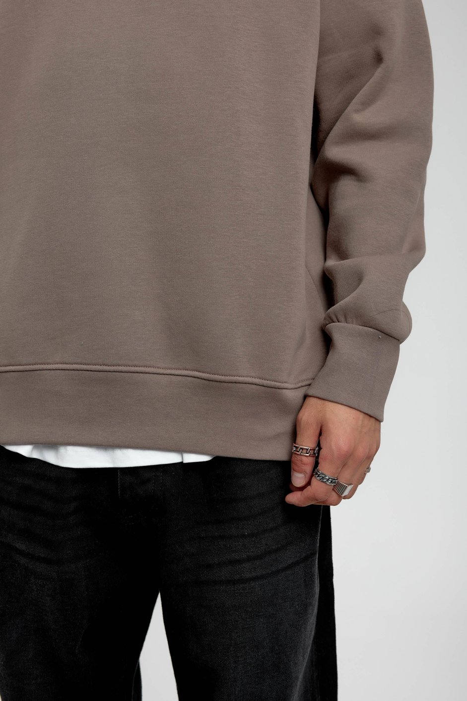 Vizon Yakası Fermuarlı Basic Şardonlu Sweatshirt
