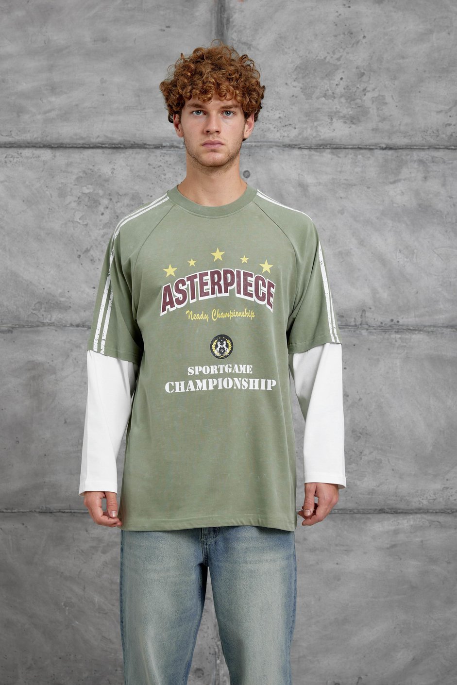 Yeşil ASTERPİECE BASKILI OVERSİZE SWEATSHIRT
