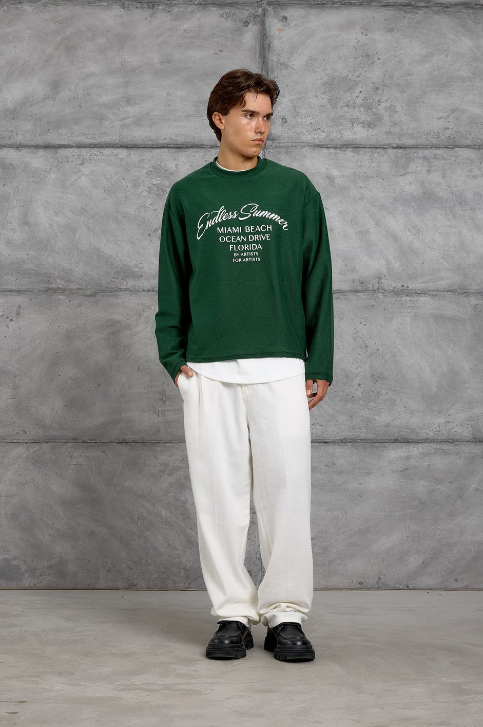 Yeşil BASKILI DOKUMA KUMAŞ SWEATSHIRT