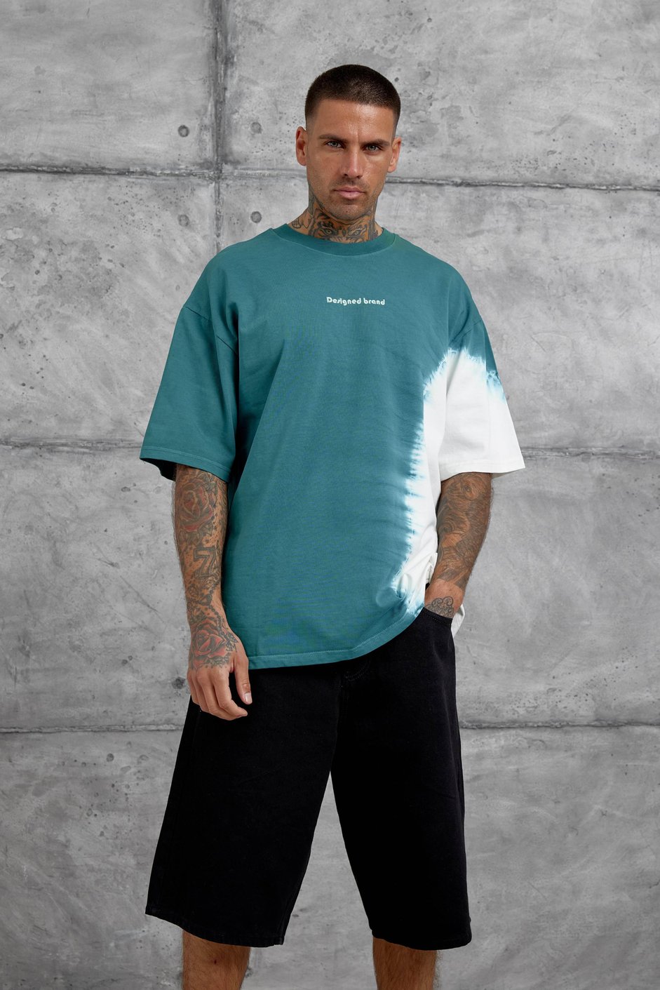 Yeşil Desinged Brand Yazılı Oversize Tshirt