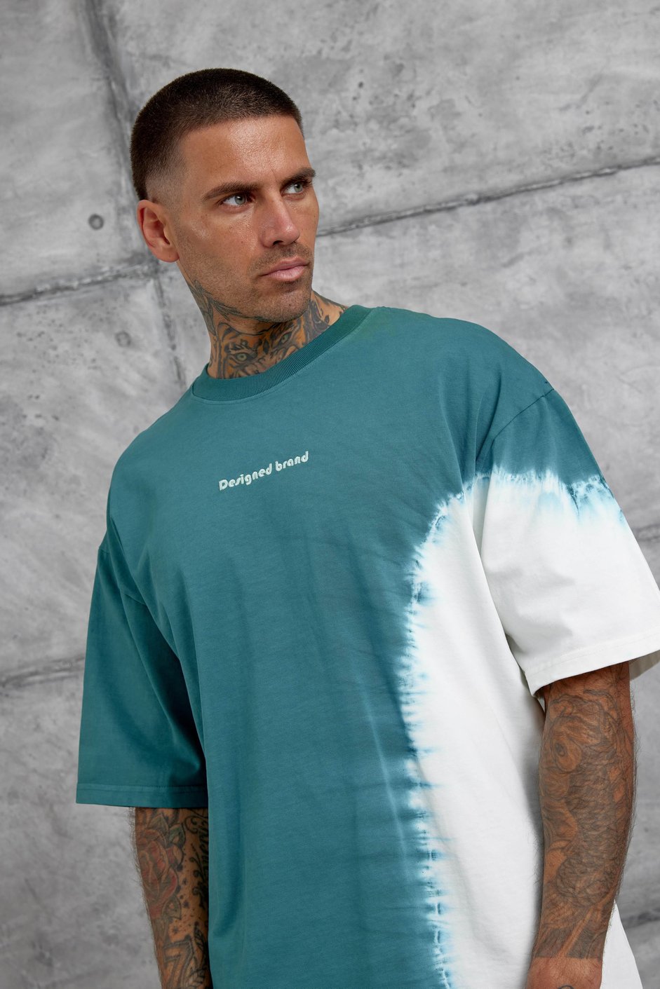 Yeşil Desinged Brand Yazılı Oversize Tshirt