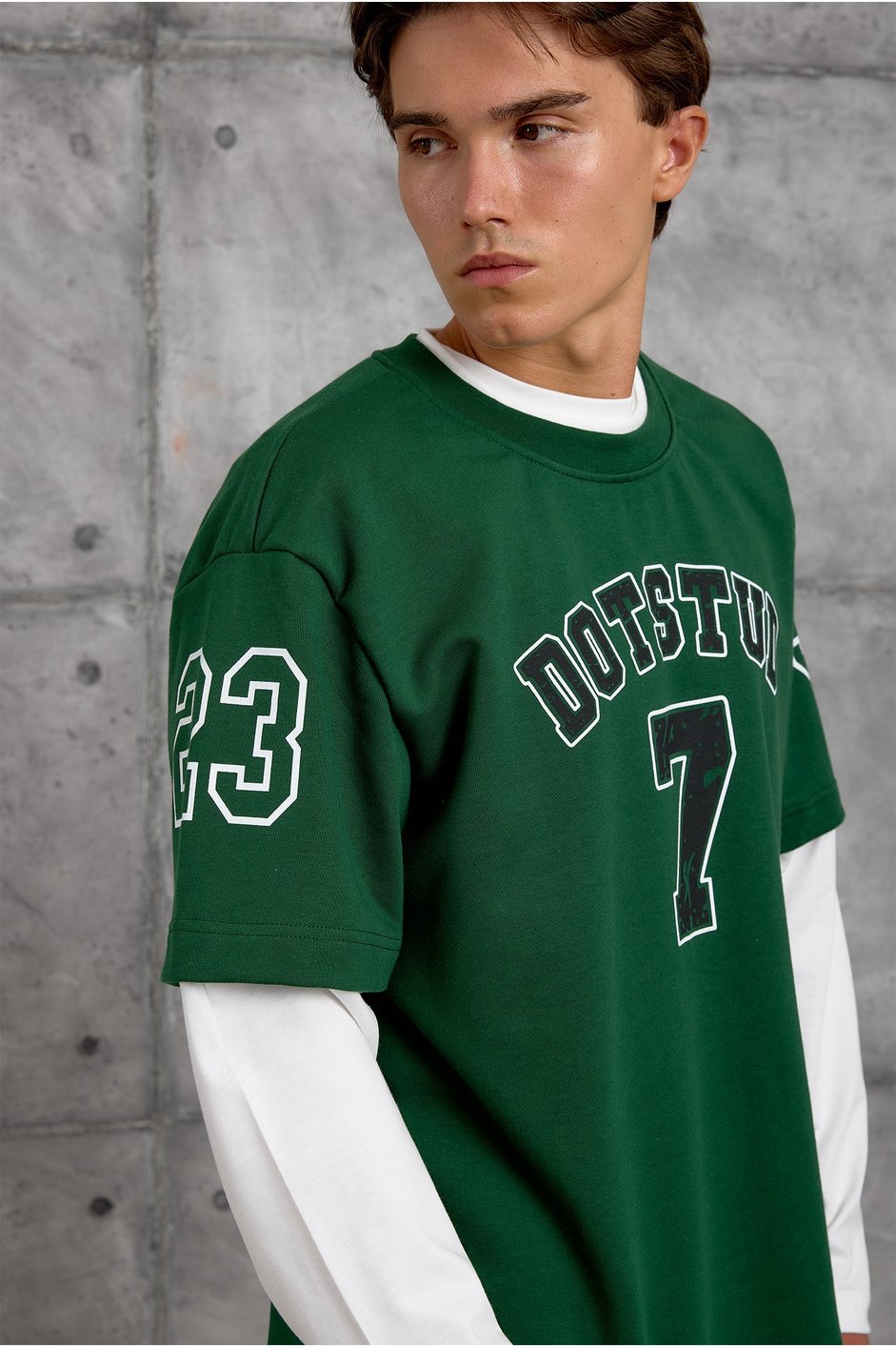 Yeşil DOTSTUD 7 BASKILI OVERSIZE SWEATSHIRT