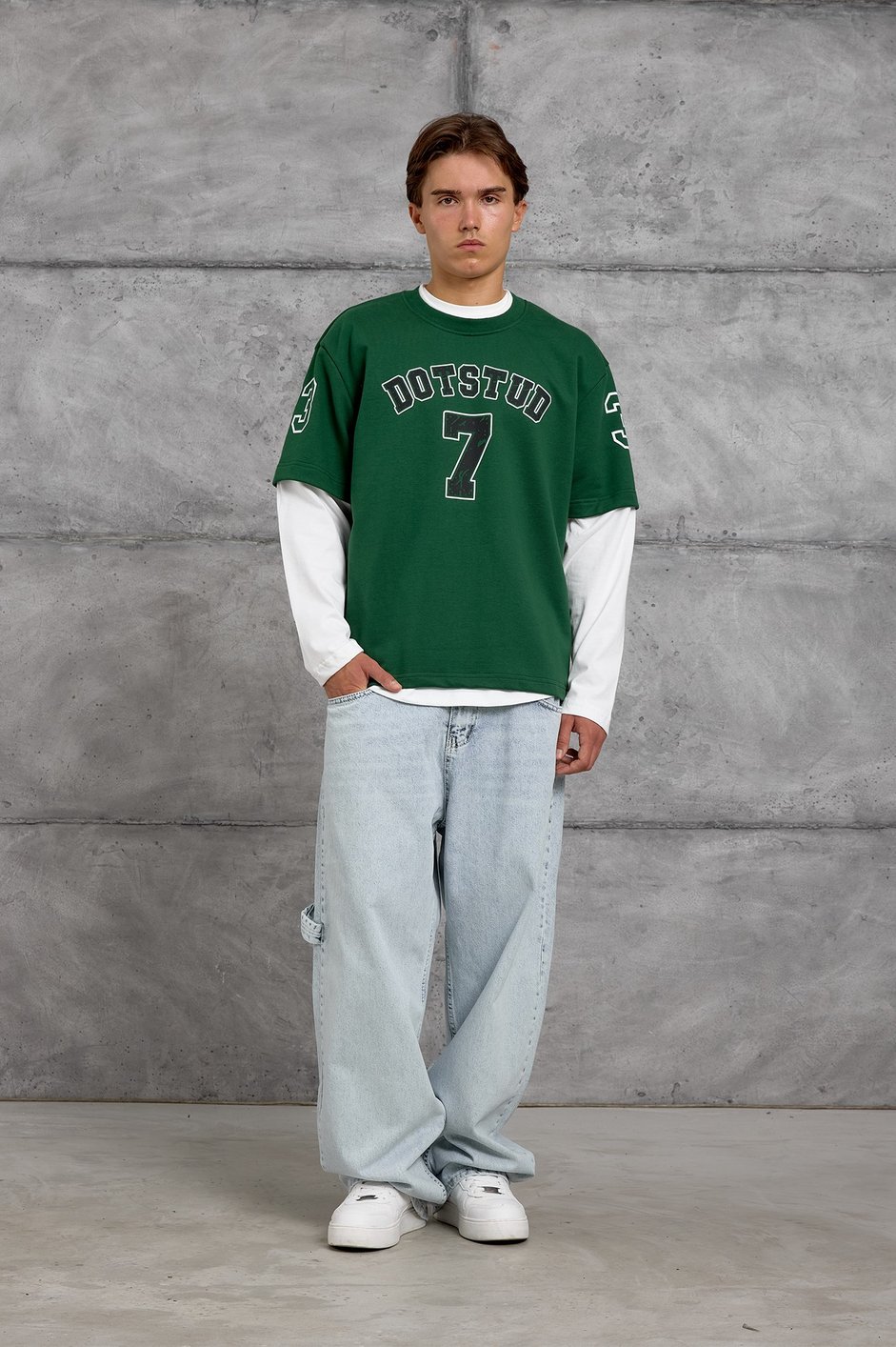 Yeşil DOTSTUD 7 BASKILI OVERSIZE SWEATSHIRT