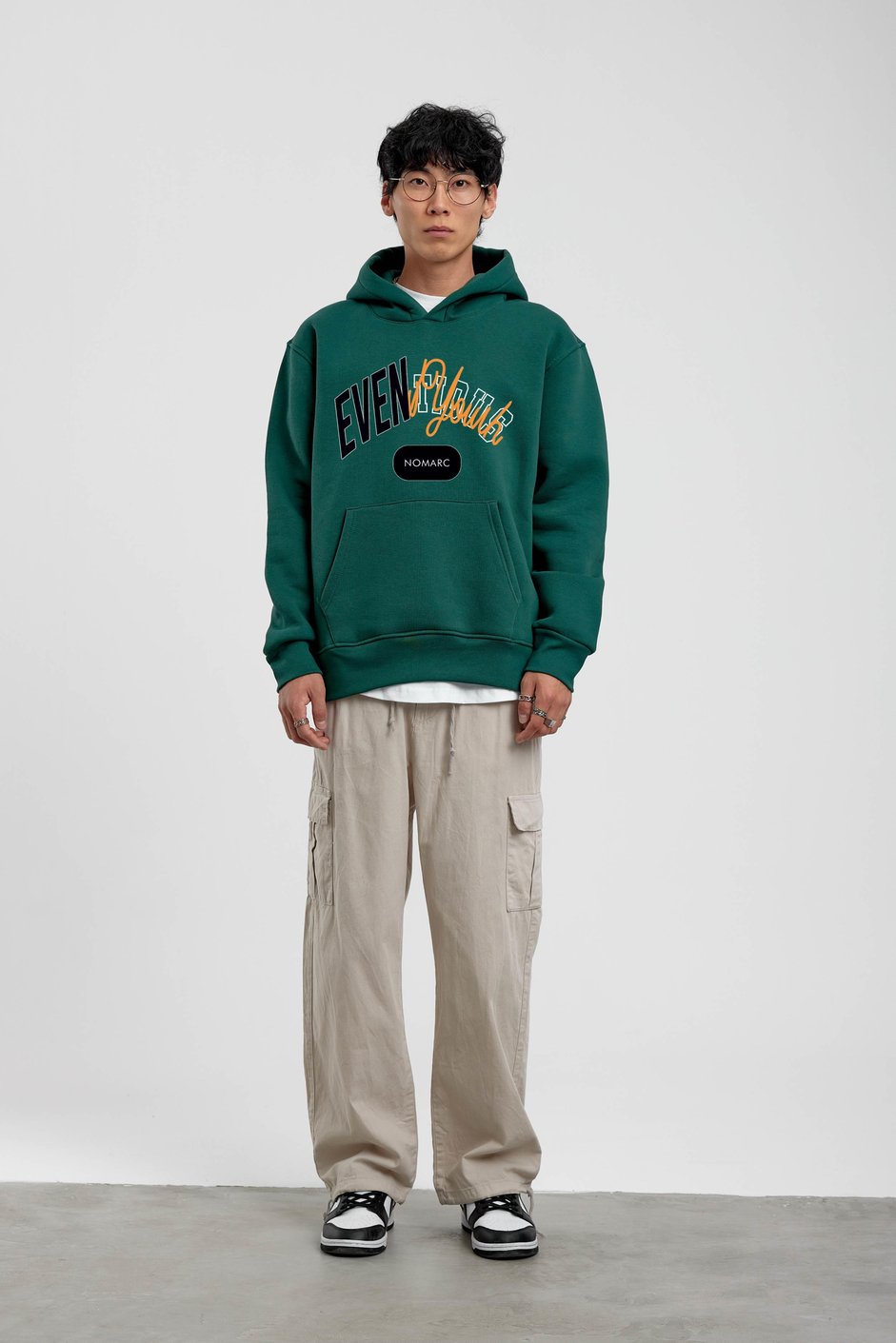Yeşil Eventious Yazılı Kapüşonlu Sweatshirt