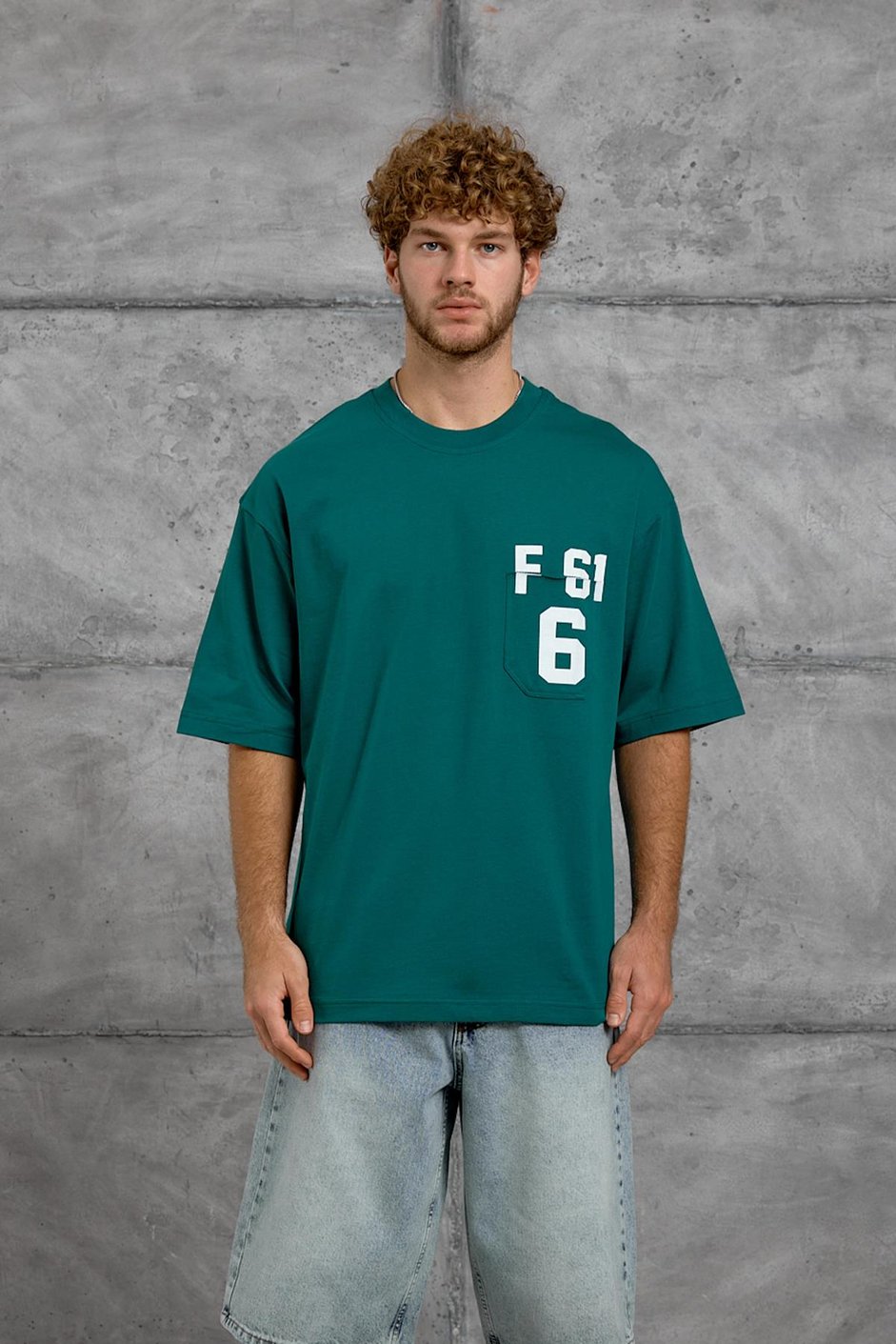 Yeşil F61 BASKI OVERSIZE TSHIRT