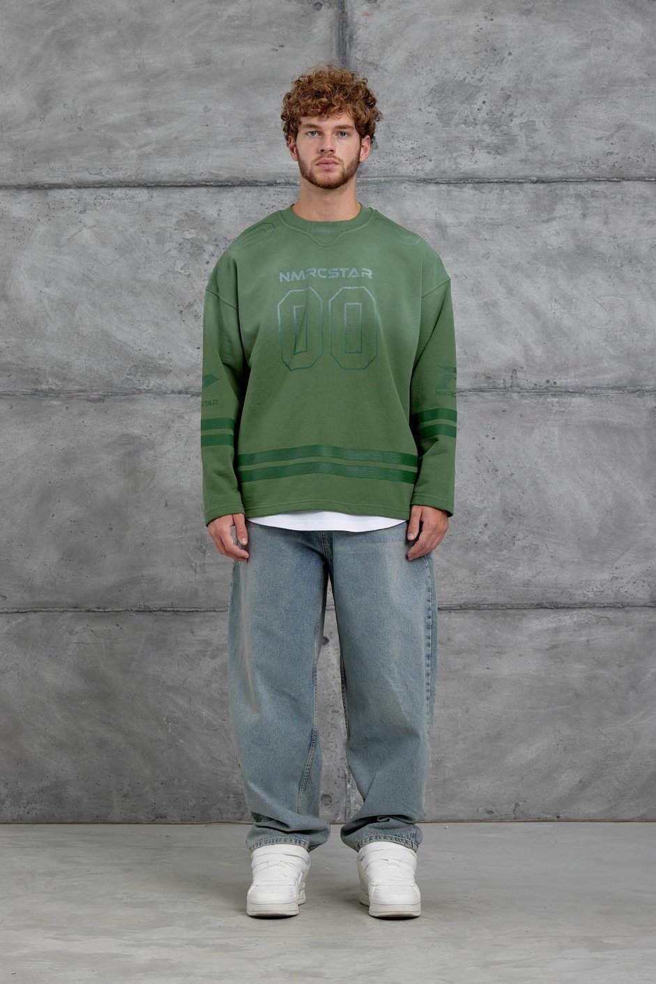 Yeşil Nmrc 00 Baskılı Oversize Sweatshirt