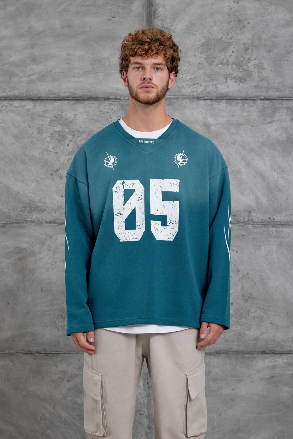 Yeşil Nmrc Rakam Baskılı Oversize Sweatshirt