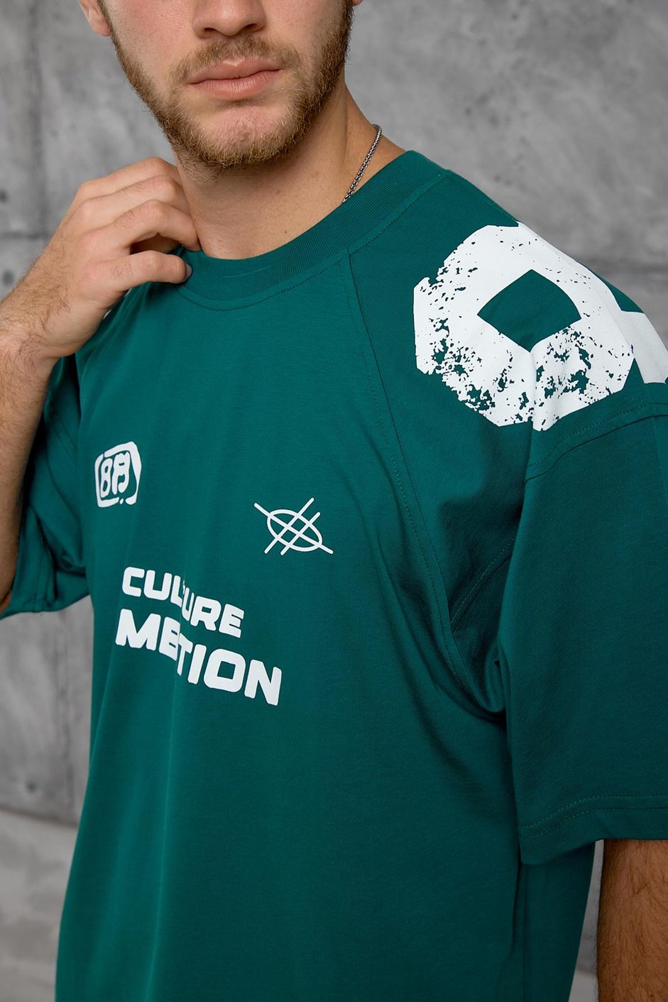 Yeşil OMUZ RAKAM BASKI OVERSIZE TSHIRT