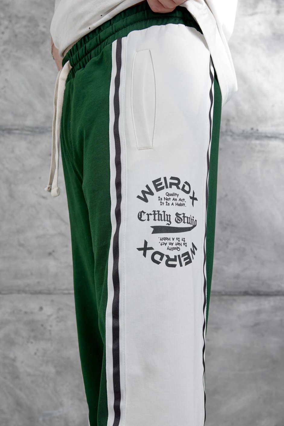 Yeşil Weirdx Yazılı Baggy Eşofman