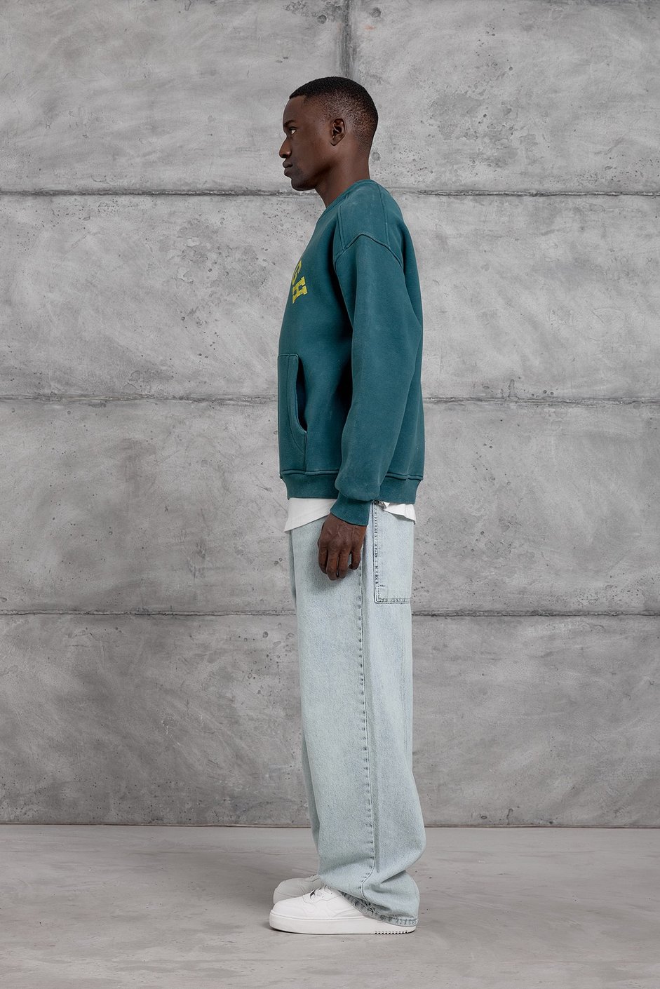Yeşil YIKAMALI KUMAŞ OVERSIZE SWEATSHIRT