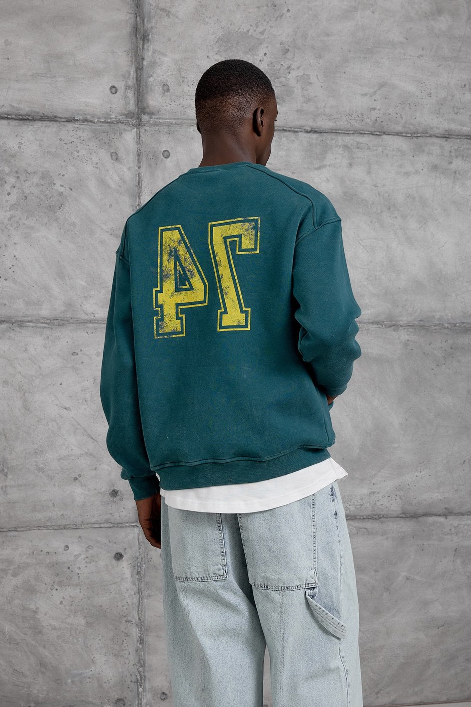 Yeşil YIKAMALI KUMAŞ OVERSIZE SWEATSHIRT