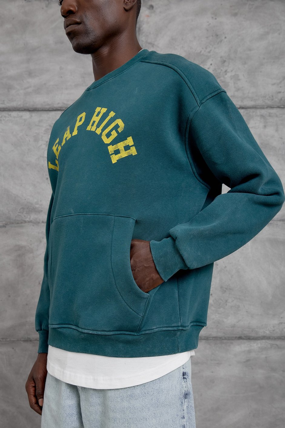 Yeşil YIKAMALI KUMAŞ OVERSIZE SWEATSHIRT