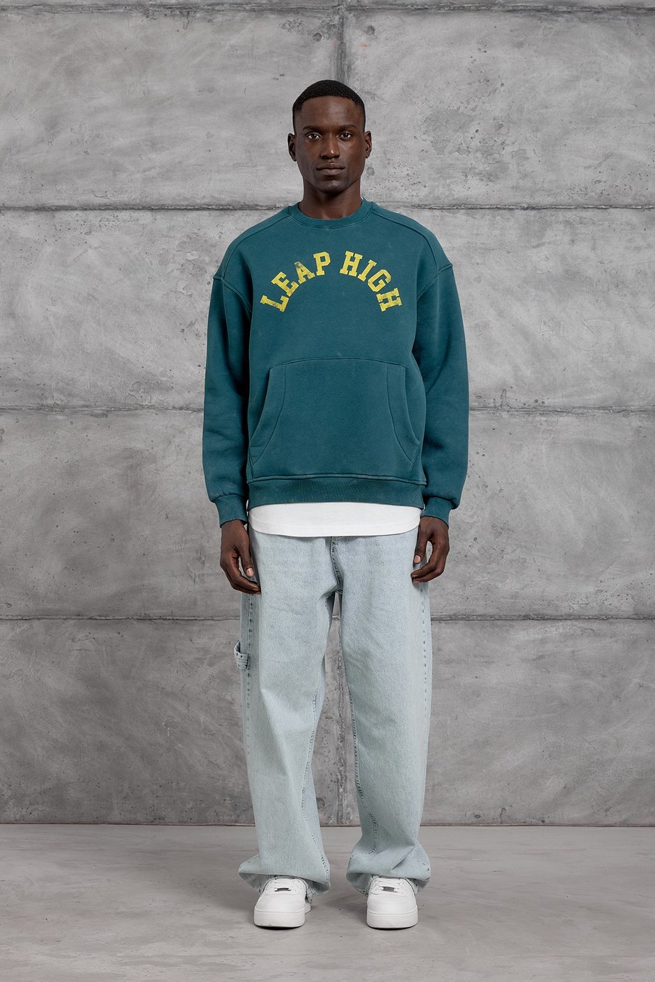 Yeşil YIKAMALI KUMAŞ OVERSIZE SWEATSHIRT