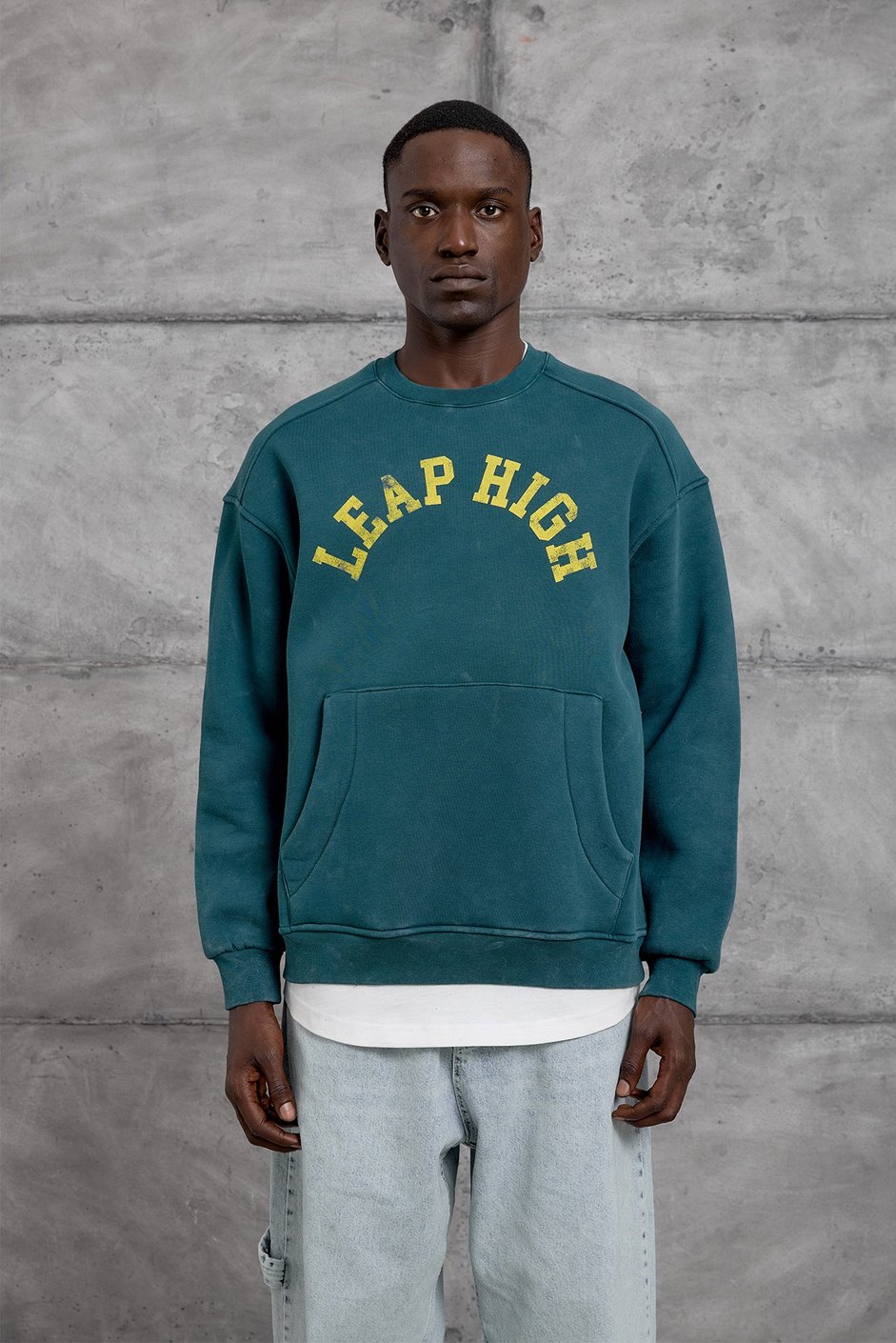 Yeşil YIKAMALI KUMAŞ OVERSIZE SWEATSHIRT