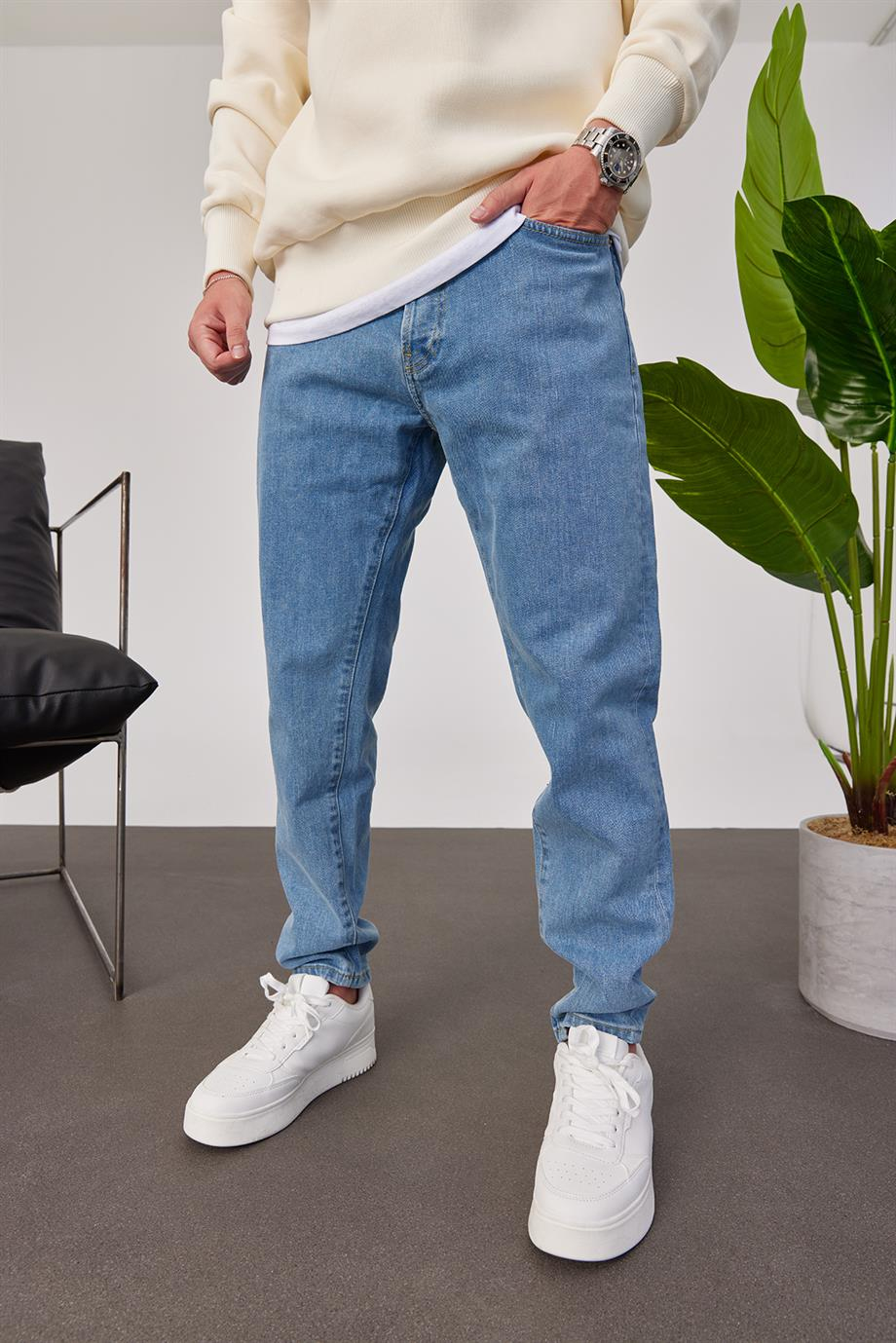 15679 Düz Mavi Jean
